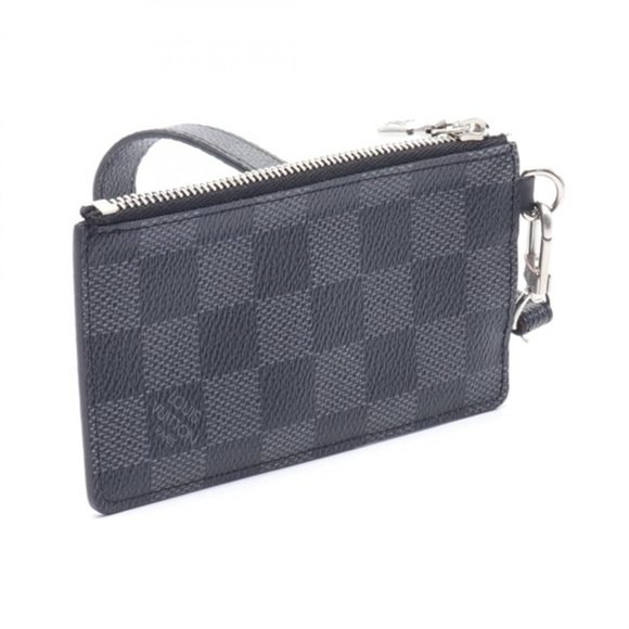 LOUIS VUITTON Playphone 8+ Coin Purse Wallet N60106 Damier Graphite Black Blue - Picture 2 of 10